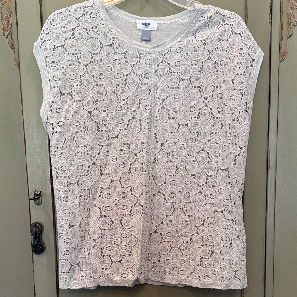 Old Navy Floral Lace Blouse - gray